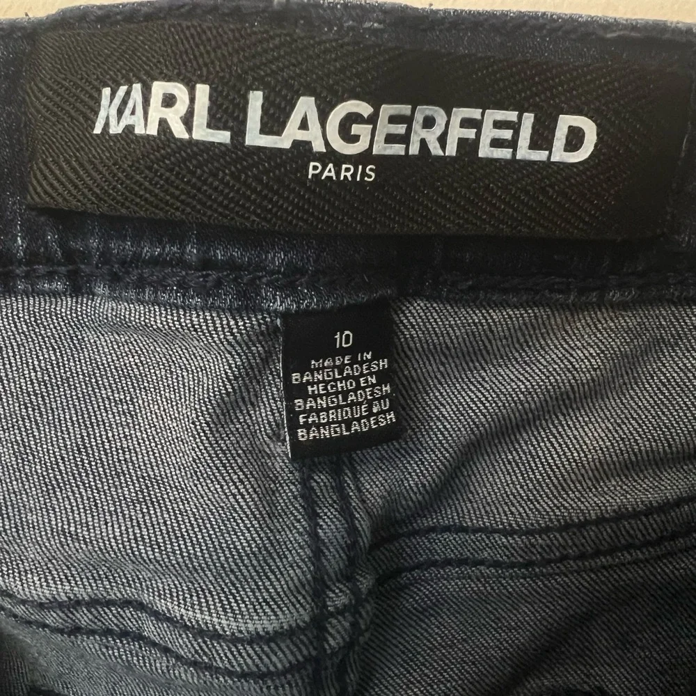 Karl Lagerfeld Paris Skinny Leg Fringe Women's Cropped Jeans Sz 10 - Picture 8 of 10